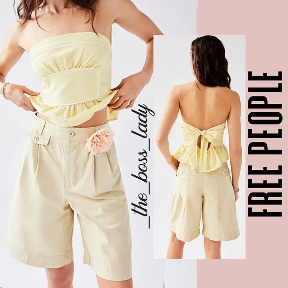 Free People shorts 4 trouser shorts wide-leg bermudas cotton linen